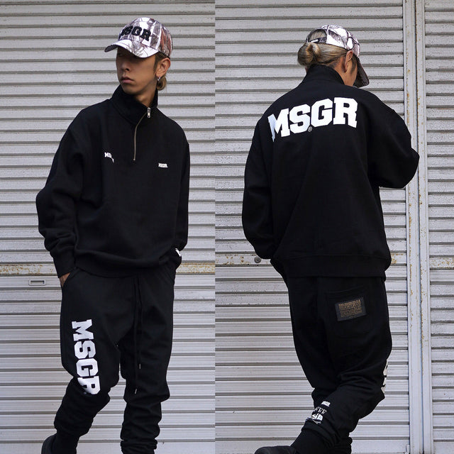 MSGR スウェット / BLOCK LOGO LOOSE FIT HALF ZIP SWEAT