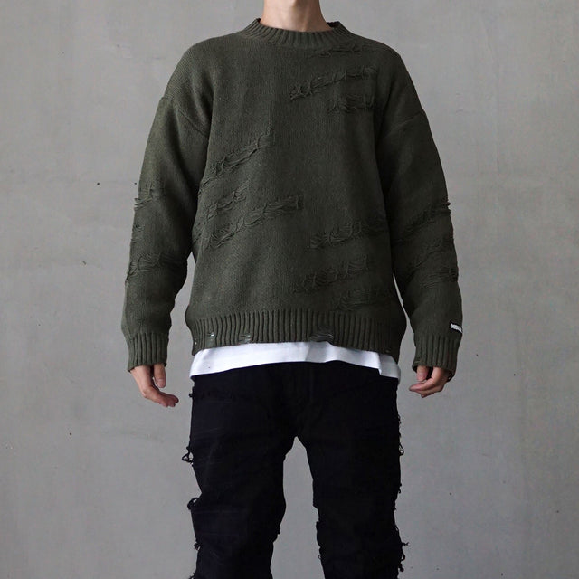 MSGR ニット / VINTAGE DAMAGE CREW KNIT