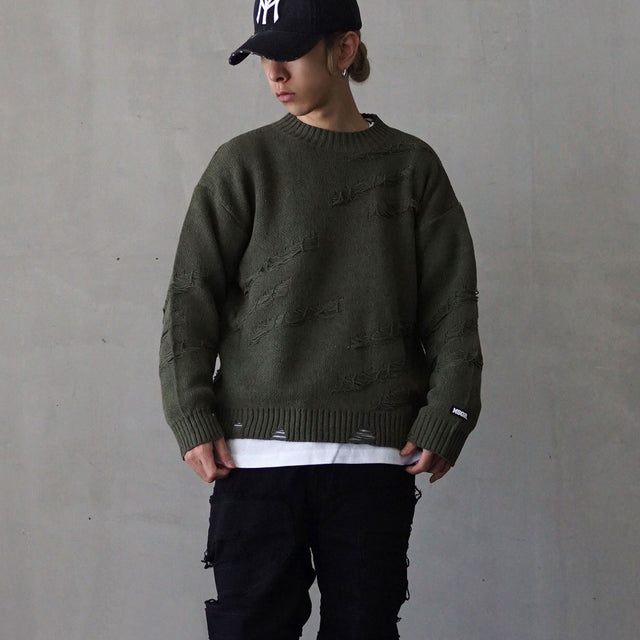 MSGR ニット / VINTAGE DAMAGE CREW KNIT