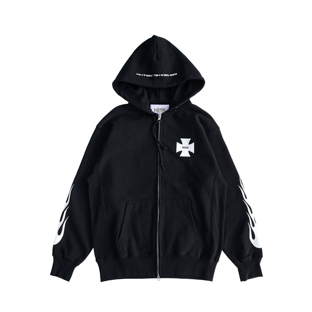 MSGR ジップパーカー / FLAME CROSS 12oz FLEECE ZIP HOOD